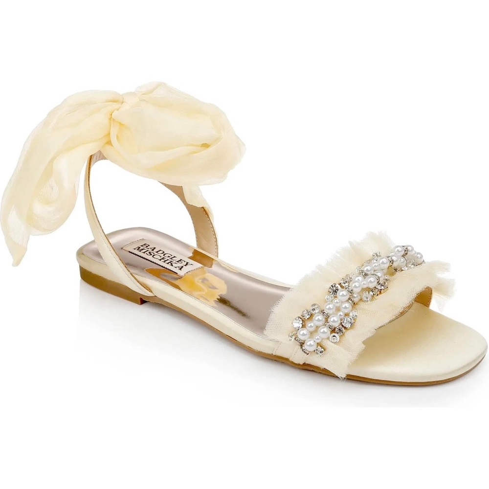 Sold out Badgley Mischka Talia Pearly Tulle Ankle Wrap Sandals